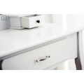 White Dressing Table 3-Drawer Makeup Dresser Set with Stool Oval Mirror